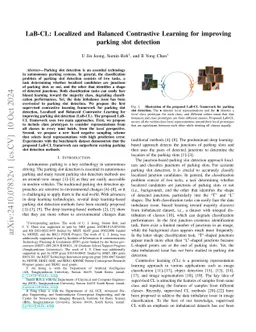 LaB-CL: Localized and Balanced Contrastive Learning for improving
  parking slot detection