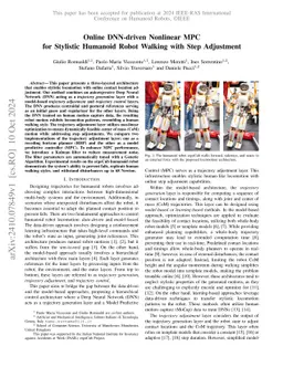 Online DNN-driven Nonlinear MPC for Stylistic Humanoid Robot Walking
  with Step Adjustment