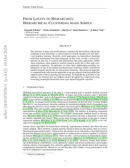 From Logits to Hierarchies: Hierarchical Clustering made Simple