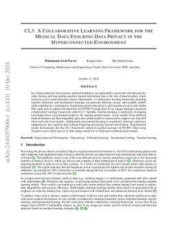 CL3: A Collaborative Learning Framework for the Medical Data Ensuring
  Data Privacy in the Hyperconnected Environment