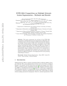 ICPR 2024 Competition on Multiple Sclerosis Lesion Segmentation --
  Methods and Results