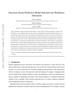 Decision-Aware Predictive Model Selection for Workforce Allocation