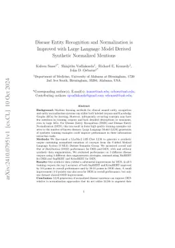 Disease Entity Recognition and Normalization is Improved with Large
  Language Model Derived Synthetic Normalized Mentions