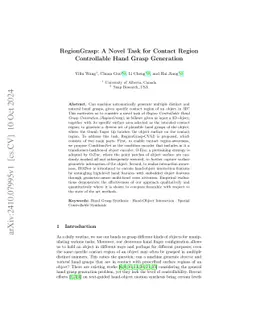 RegionGrasp: A Novel Task for Contact Region Controllable Hand Grasp
  Generation