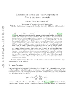 Generalization Bounds and Model Complexity for Kolmogorov-Arnold
  Networks