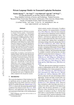 Private Language Models via Truncated Laplacian Mechanism