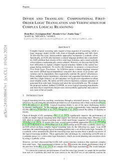 Divide and Translate: Compositional First-Order Logic Translation and Verification for Complex Logical Reasoning