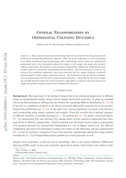 Optimal Transportation by Orthogonal Coupling Dynamics