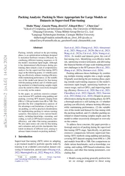 Packing Analysis: Packing Is More Appropriate for Large Models or
  Datasets in Supervised Fine-tuning