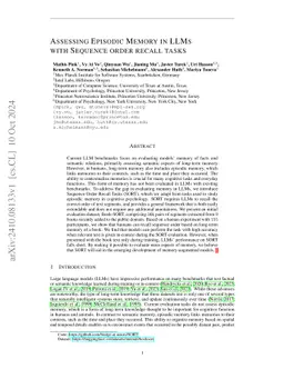 Assessing Episodic Memory in LLMs with Sequence Order Recall Tasks