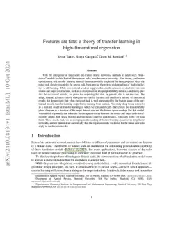 Features are fate: a theory of transfer learning in high-dimensional regression
