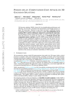Poison-splat: Computation Cost Attack on 3D Gaussian Splatting