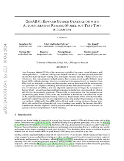 GenARM: Reward Guided Generation with Autoregressive Reward Model for Test-time Alignment