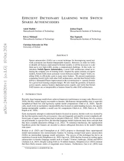Efficient Dictionary Learning with Switch Sparse Autoencoders