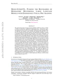 Mono-InternVL: Pushing the Boundaries of Monolithic Multimodal Large Language Models with Endogenous Visual Pre-training