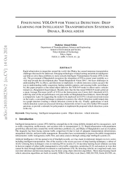 Finetuning YOLOv9 for Vehicle Detection: Deep Learning for Intelligent
  Transportation Systems in Dhaka, Bangladesh