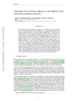 Towards Foundation Models for Mixed Integer Linear Programming