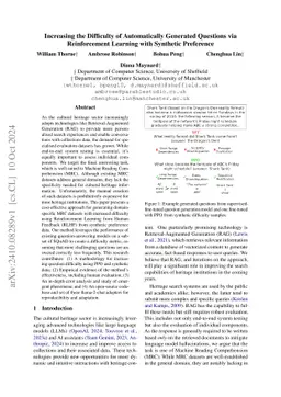 Increasing the Difficulty of Automatically Generated Questions via
  Reinforcement Learning with Synthetic Preference