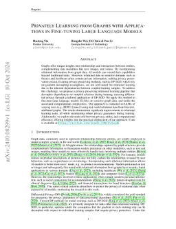 Privately Learning from Graphs with Applications in Fine-tuning Large Language Models