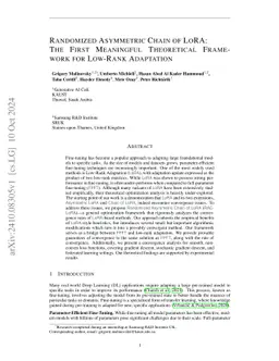Randomized Asymmetric Chain of LoRA: The First Meaningful Theoretical
  Framework for Low-Rank Adaptation