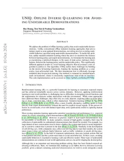 UNIQ: Offline Inverse Q-learning for Avoiding Undesirable Demonstrations