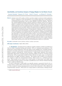 Identifiability and Sensitivity Analysis of Kriging Weights for the
  Matern Kernel
