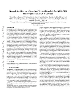 Neural Architecture Search of Hybrid Models for NPU-CIM Heterogeneous
  AR/VR Devices