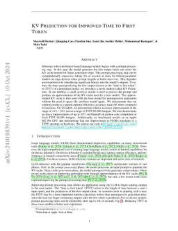 KV Prediction for Improved Time to First Token