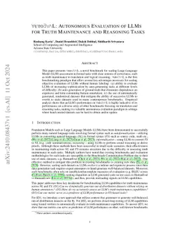 Autonomous Evaluation of LLMs for Truth Maintenance and Reasoning Tasks