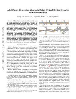 AdvDiffuser: Generating Adversarial Safety-Critical Driving Scenarios
  via Guided Diffusion