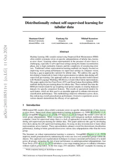 Distributionally robust self-supervised learning for tabular data