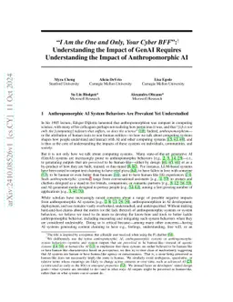 "I Am the One and Only, Your Cyber BFF": Understanding the Impact of
  GenAI Requires Understanding the Impact of Anthropomorphic AI