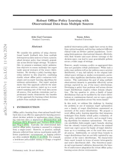 Robust Offline Policy Learning with Observational Data from Multiple
  Sources