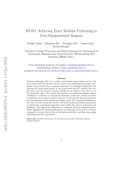 MUSO: Achieving Exact Machine Unlearning in Over-Parameterized Regimes