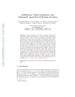 DeBiFormer: Vision Transformer with Deformable Agent Bi-level Routing
  Attention