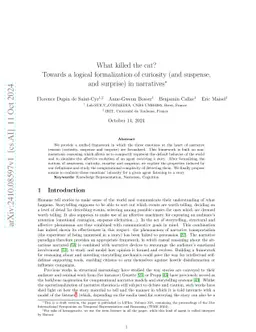 What killed the cat? Towards a logical formalization of curiosity (and
  suspense, and surprise) in narratives