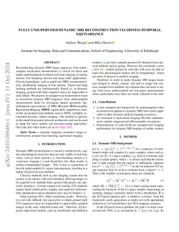 Fully Unsupervised Dynamic MRI Reconstruction via Diffeo-Temporal Equivariance