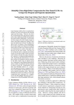 DeltaDQ: Ultra-High Delta Compression for Fine-Tuned LLMs via Group-wise
  Dropout and Separate Quantization