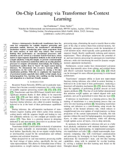 On-Chip Learning via Transformer In-Context Learning