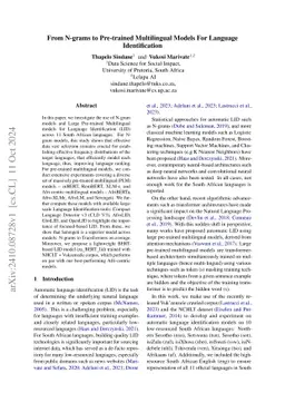 From N-grams to Pre-trained Multilingual Models For Language
  Identification