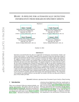 Hespi: A pipeline for automatically detecting information from hebarium specimen sheets