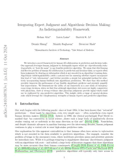Integrating Expert Judgment and Algorithmic Decision Making: An
  Indistinguishability Framework