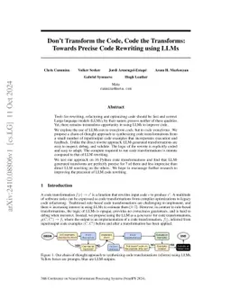 Don't Transform the Code, Code the Transforms: Towards Precise Code
  Rewriting using LLMs