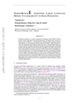 PoisonBench: Assessing Large Language Model Vulnerability to Data Poisoning