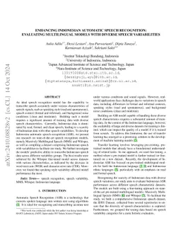 Enhancing Indonesian Automatic Speech Recognition: Evaluating
  Multilingual Models with Diverse Speech Variabilities