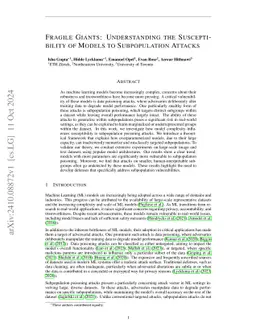 Fragile Giants: Understanding the Susceptibility of Models to
  Subpopulation Attacks