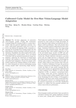Calibrated Cache Model for Few-Shot Vision-Language Model Adaptation