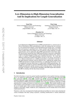 Low-Dimension-to-High-Dimension Generalization And Its Implications for Length Generalization