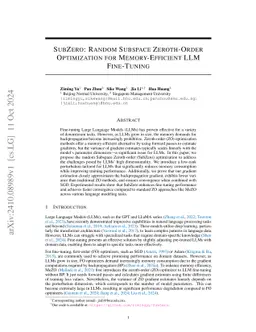 Zeroth-Order Fine-Tuning of LLMs in Random Subspaces