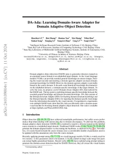 DA-Ada: Learning Domain-Aware Adapter for Domain Adaptive Object
  Detection